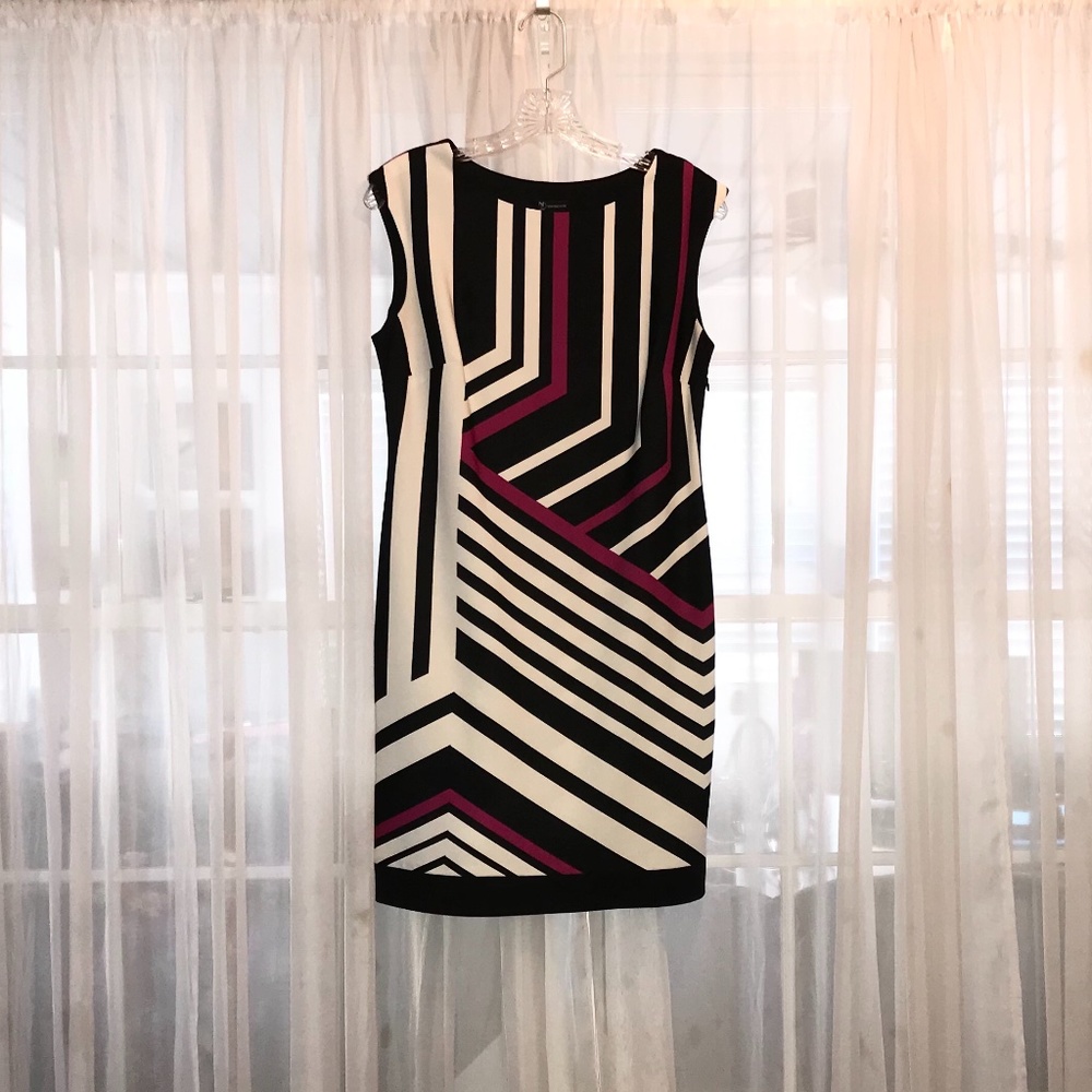 New Direction Black/White/Fuchsia Sleeveless Dress